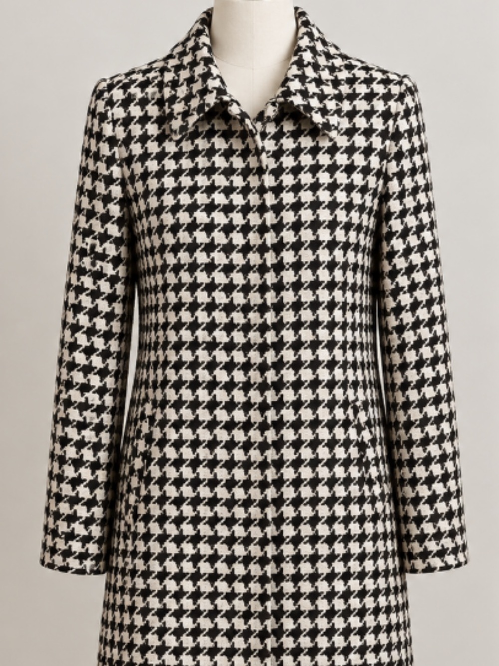 Talbots Houndstooth Wool Blend Coat Size 6 Like New